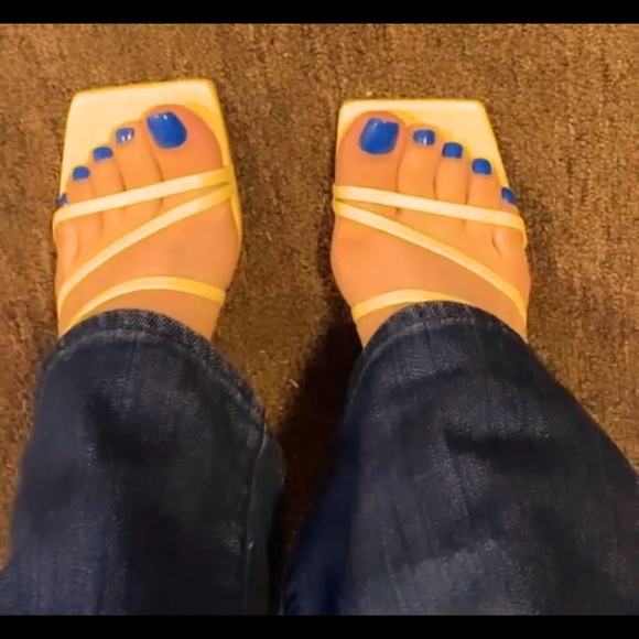 Well Worn Laced Strap White Block Chunky Heels Size 6 - Picture 5 of 6